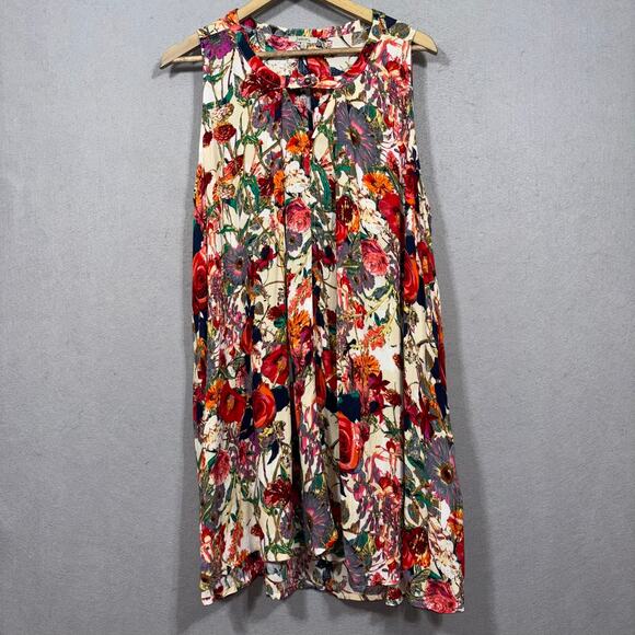Jodifl Boho Floral Garden Sleeveless Dress Large Bold Colorful Artsy Flowy Comfy - Picture 1 of 7